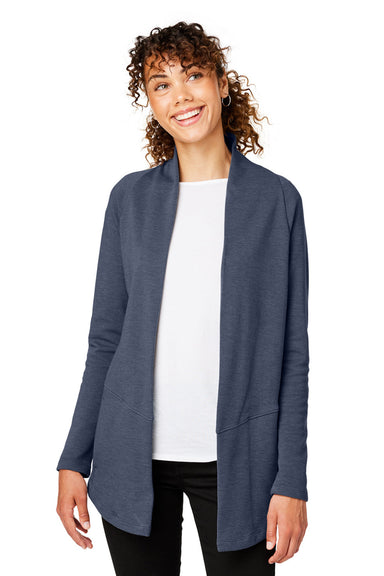 Devon & Jones DG481W Womens New Classics Charleston Cardigan Sweater Navy Blue Melange Model Front