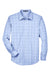 Devon & Jones DG520 Mens Crown Woven Collection Wrinkle Resistant Long Sleeve Button Down Shirt w/ Pocket White/Light French Blue Flat Front