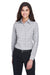 Devon & Jones DG520W Womens Crown Woven Collection Wrinkle Resistant Long Sleeve Button Down Shirt White/Graphite Grey/Light Graphite Model Front