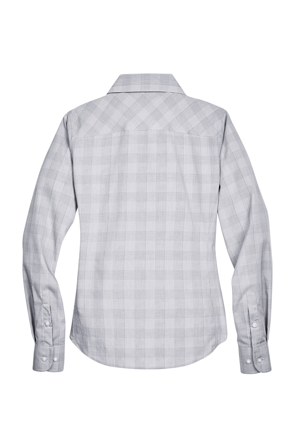 Devon & Jones DG520W Womens Crown Woven Collection Wrinkle Resistant Long Sleeve Button Down Shirt White/Graphite Grey/Light Graphite Flat Back