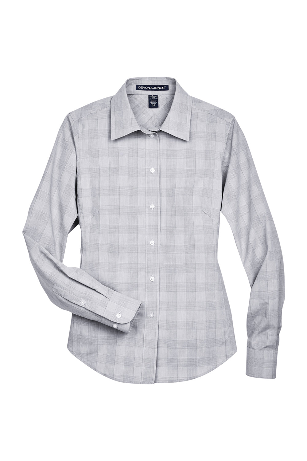 Devon & Jones DG520W Womens Crown Woven Collection Wrinkle Resistant Long Sleeve Button Down Shirt White/Graphite Grey/Light Graphite Flat Front