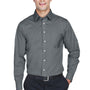 Devon & Jones Mens Crown Woven Collection Wrinkle Resistant Long Sleeve Button Down Shirt w/ Pocket - Graphite Grey