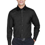 Devon & Jones Mens Crown Woven Collection Wrinkle Resistant Long Sleeve Button Down Shirt w/ Pocket - Black