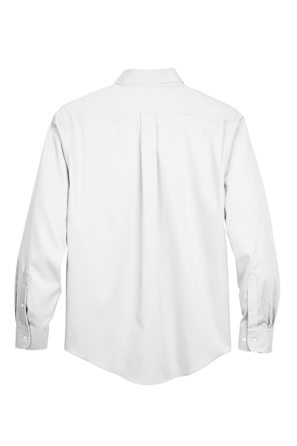 Devon & Jones DG530/DG530T Mens Crown Woven Collection Wrinkle Resistant Long Sleeve Button Down Shirt w/ Pocket White Flat Back