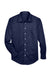 Devon & Jones DG530/DG530T Mens Crown Woven Collection Wrinkle Resistant Long Sleeve Button Down Shirt w/ Pocket Navy Blue Flat Front