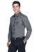 Devon & Jones DG530/DG530T Mens Crown Woven Collection Wrinkle Resistant Long Sleeve Button Down Shirt w/ Pocket Graphite Grey Model 3q