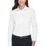 Devon & Jones Womens Crown Woven Collection Wrinkle Resistant Long Sleeve Button Down Shirt - White