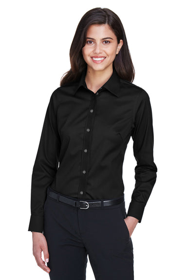 Devon & Jones DG530W Womens Crown Woven Collection Wrinkle Resistant Long Sleeve Button Down Shirt Black Model Front