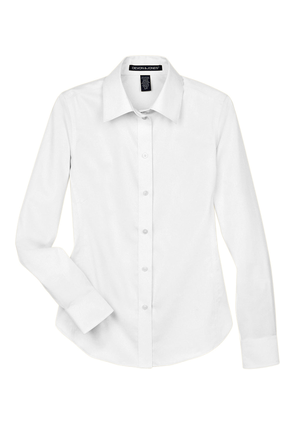 Devon & Jones DG530W Womens Crown Woven Collection Wrinkle Resistant Long Sleeve Button Down Shirt White Flat Front