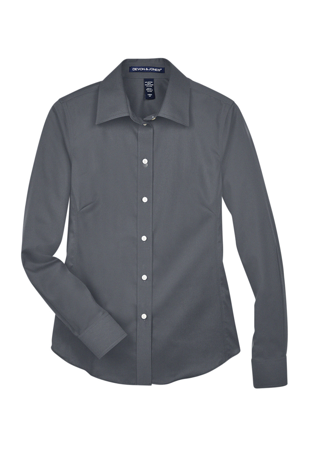 Devon & Jones DG530W Womens Crown Woven Collection Wrinkle Resistant Long Sleeve Button Down Shirt Graphite Grey Flat Front