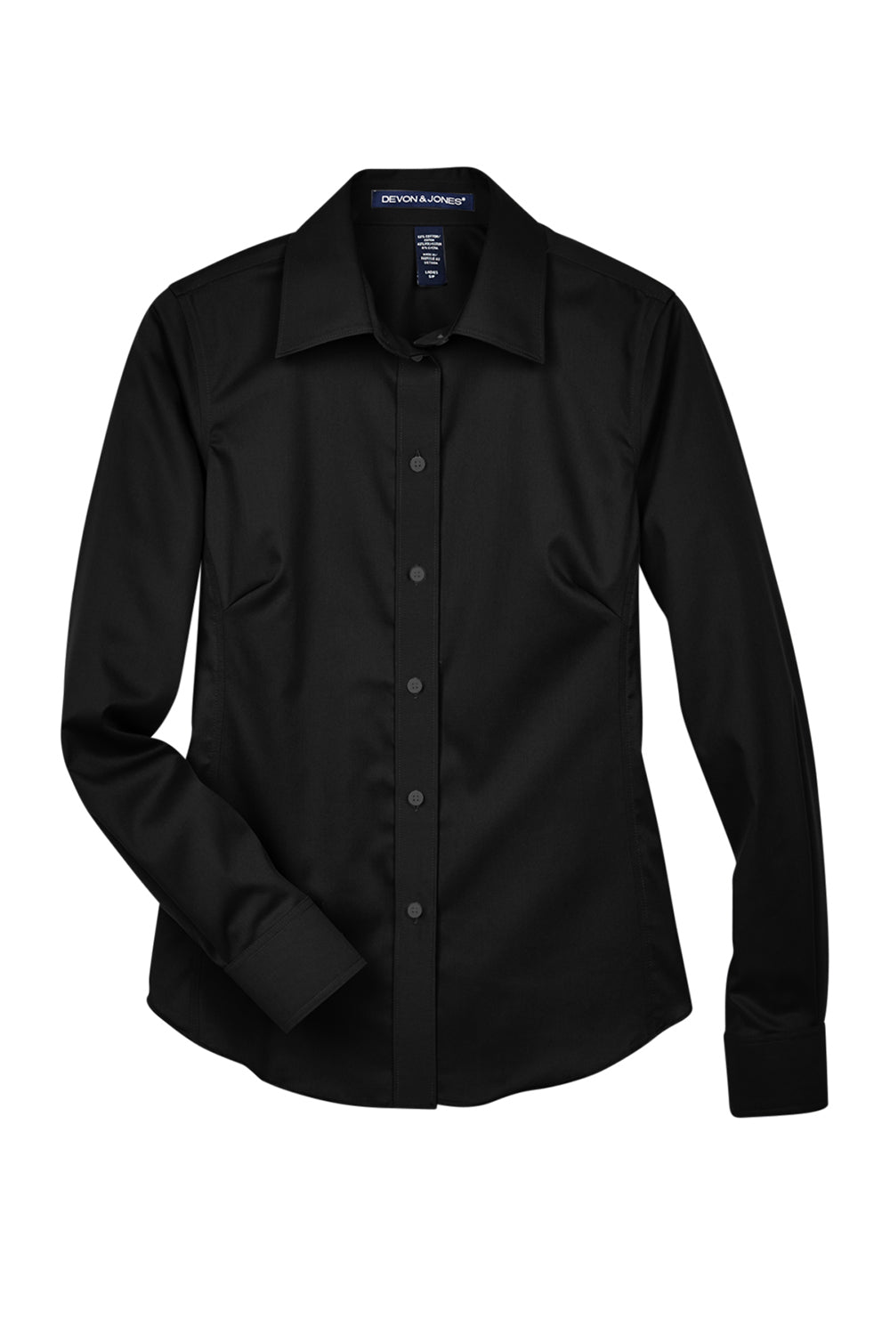 Devon & Jones DG530W Womens Crown Woven Collection Wrinkle Resistant Long Sleeve Button Down Shirt Black Flat Front