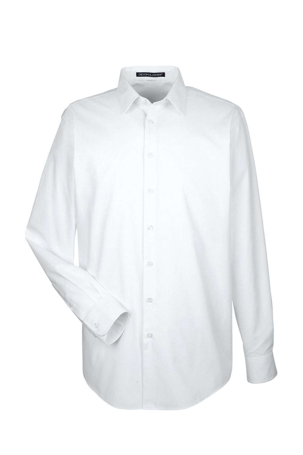 Devon & Jones DG532 Mens Crown Woven Collection Wrinkle Resistant Long Sleeve Button Down Shirt White Flat Front