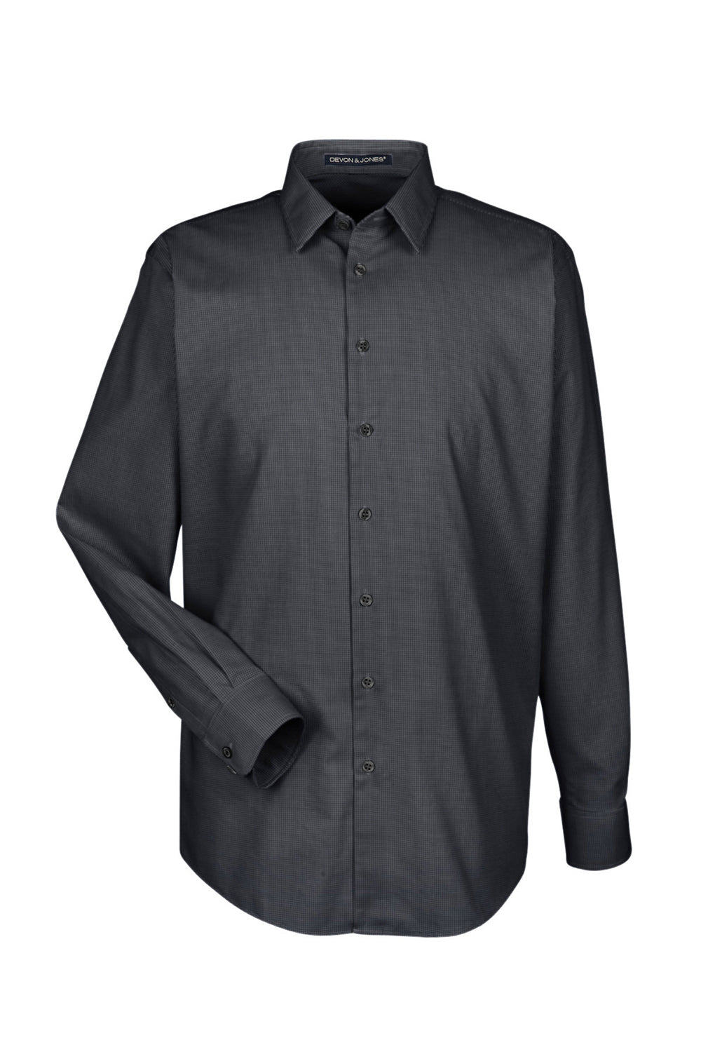 Devon & Jones DG532 Mens Crown Woven Collection Wrinkle Resistant Long Sleeve Button Down Shirt Black Flat Front