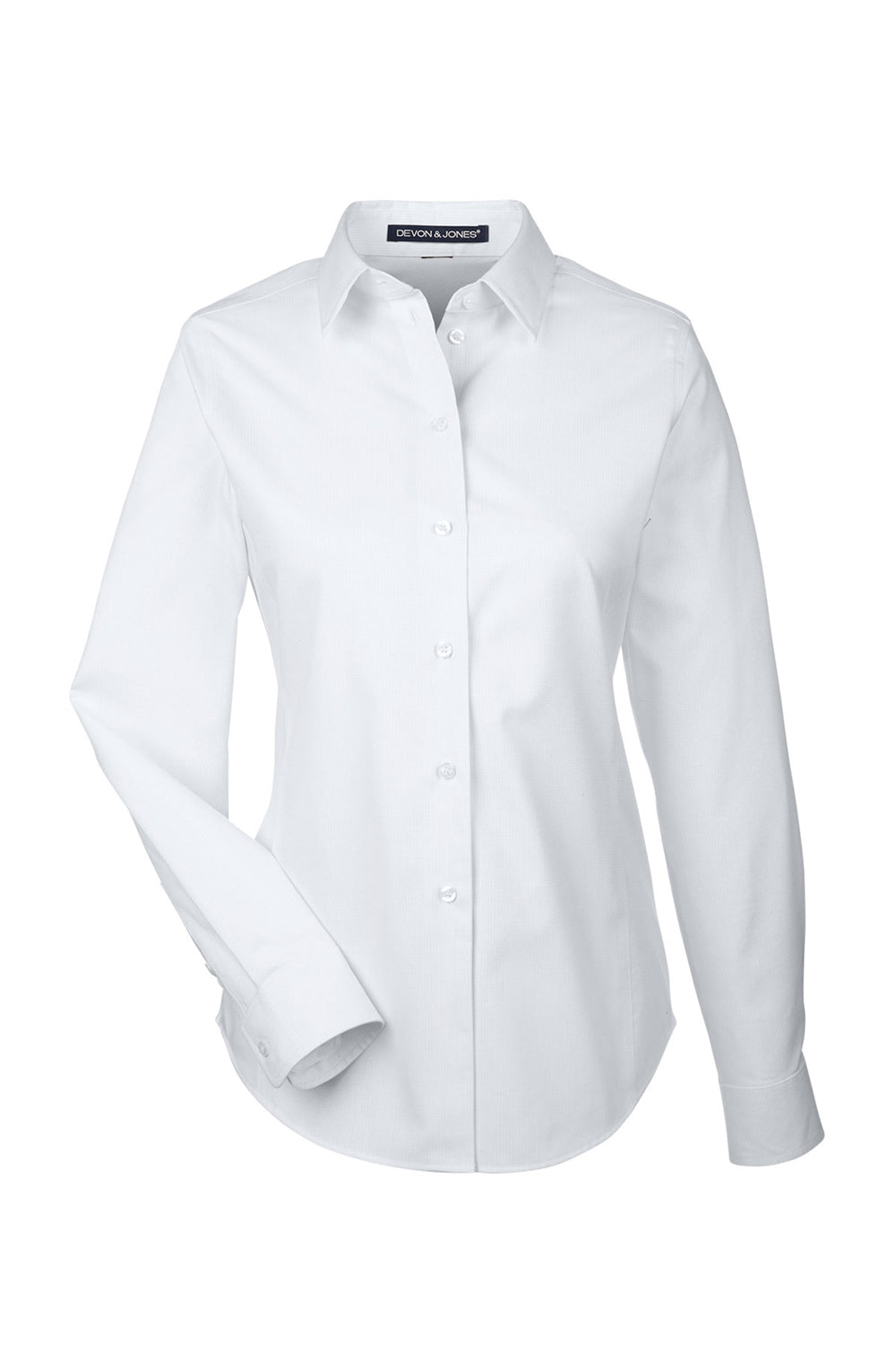 Devon & Jones DG532W Womens Crown Woven Collection Wrinkle Resistant Long Sleeve Button Down Shirt White Flat Front