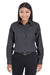 Devon & Jones DG532W Womens Crown Woven Collection Wrinkle Resistant Long Sleeve Button Down Shirt Black Model Front