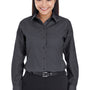 Devon & Jones Womens Crown Woven Collection Wrinkle Resistant Long Sleeve Button Down Shirt - Black