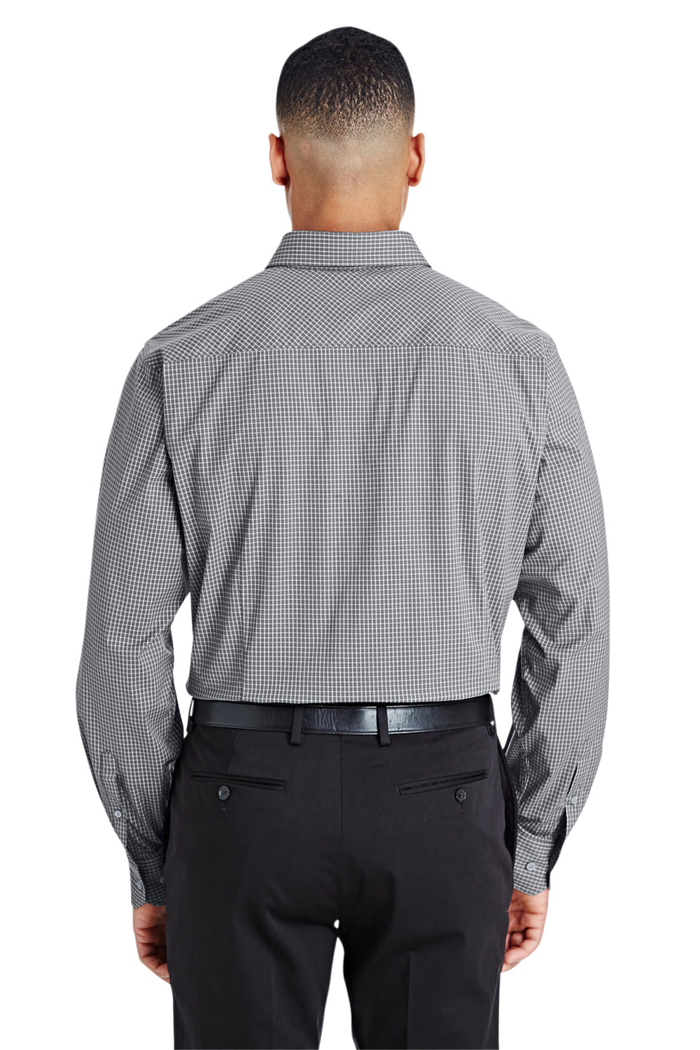 Devon & Jones DG535 Mens CrownLux Performance Moisture Wicking Long Sleeve Button Down Shirt Graphite Grey Model Back