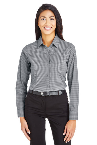 Devon & Jones DG535W Womens CrownLux Performance Moisture Wicking Long Sleeve Button Down Shirt Graphite Grey Model Front