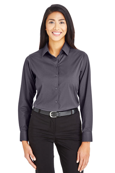 Devon & Jones DG535W Womens CrownLux Performance Moisture Wicking Long Sleeve Button Down Shirt Carbon Grey Model Front