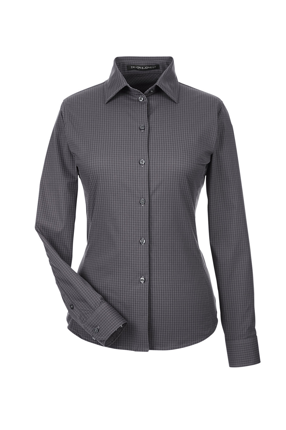 Devon & Jones DG535W Womens CrownLux Performance Moisture Wicking Long Sleeve Button Down Shirt Carbon Grey Flat Front