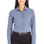 Devon & Jones Womens CrownLux Performance Moisture Wicking Long Sleeve Button Down Shirt - Navy Blue