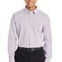 Devon & Jones Mens CrownLux Performance Moisture Wicking Long Sleeve Button Down Shirt w/ Pocket - Burgundy/White