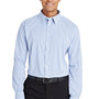 Devon & Jones Mens CrownLux Performance Moisture Wicking Long Sleeve Button Down Shirt w/ Pocket - French Blue/White