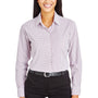 Devon & Jones Womens CrownLux Performance Moisture Wicking Long Sleeve Button Down Shirt - Burgundy/White