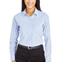 Devon & Jones Womens CrownLux Performance Moisture Wicking Long Sleeve Button Down Shirt - French Blue/White