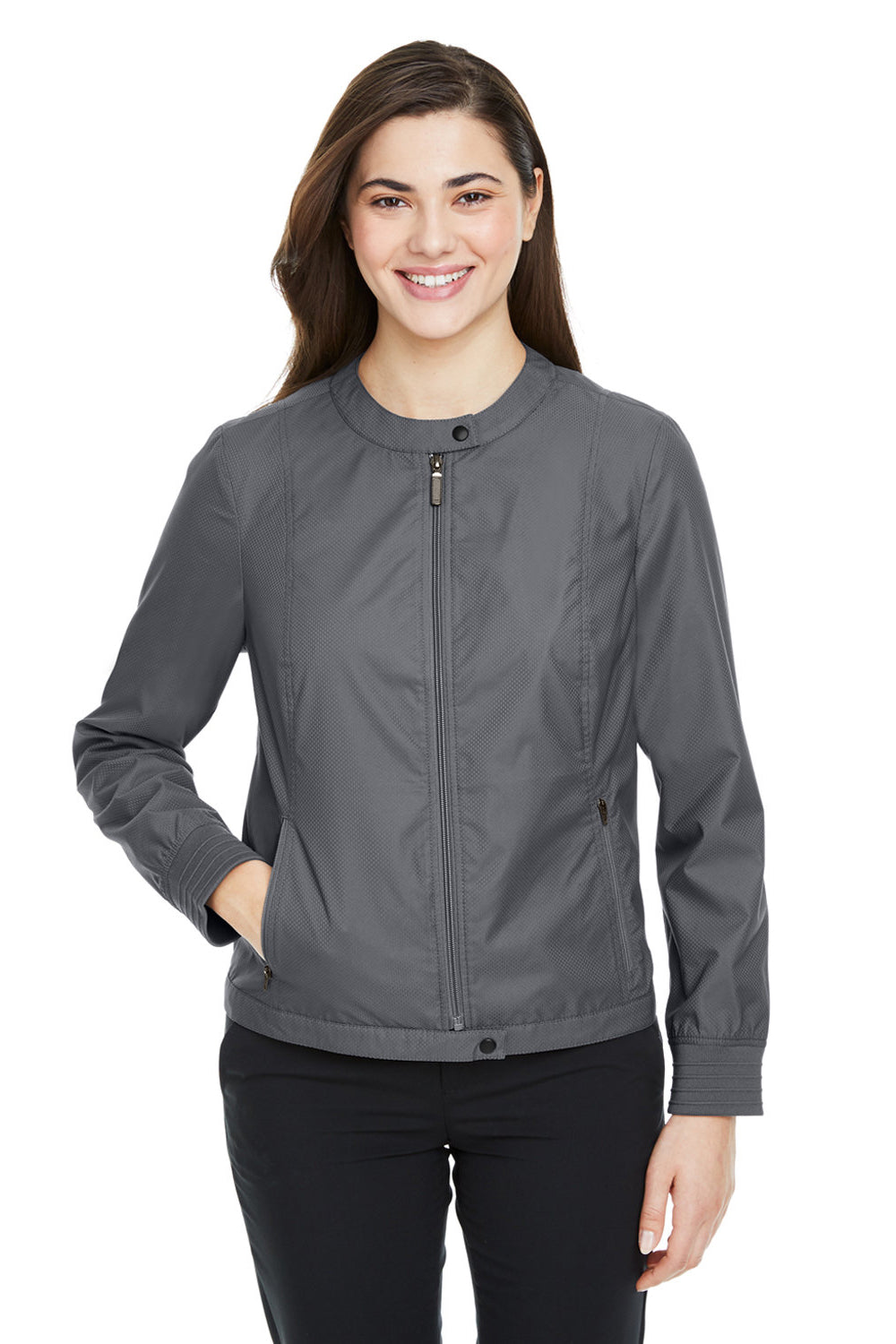 Devon & Jones DG700W Womens Vision Club Water Resistant Full Zip Jacket Graphite Grey Model Front