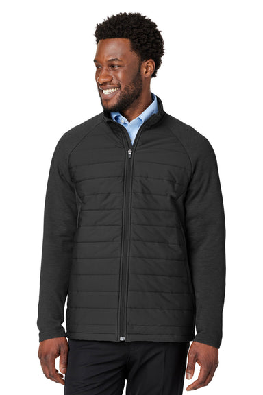 Devon & Jones DG704 Mens New Classics Charleston Hybrid Full Zip Jacket Black Melange/Black Model Front