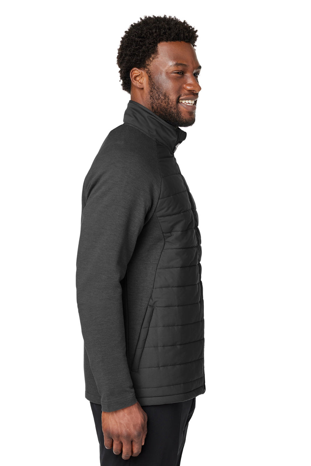 Devon & Jones DG704 Mens New Classics Charleston Hybrid Full Zip Jacket Black Melange/Black Model Side