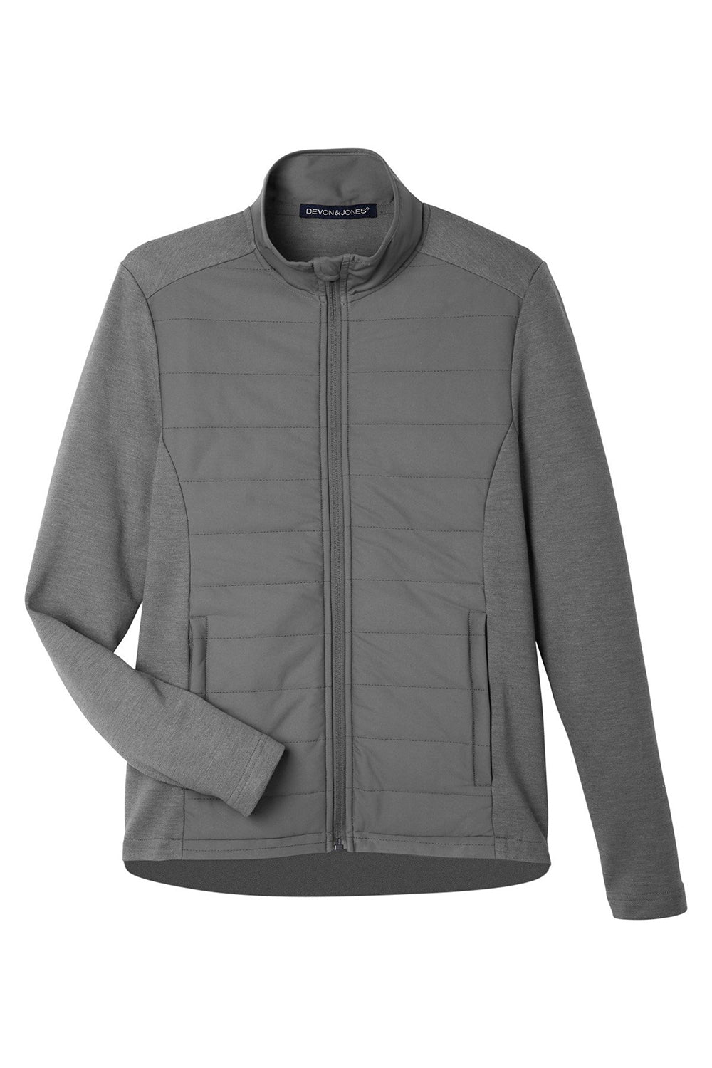 Devon & Jones DG704 Mens New Classics Charleston Hybrid Full Zip Jacket Graphite Grey Melange Flat Front