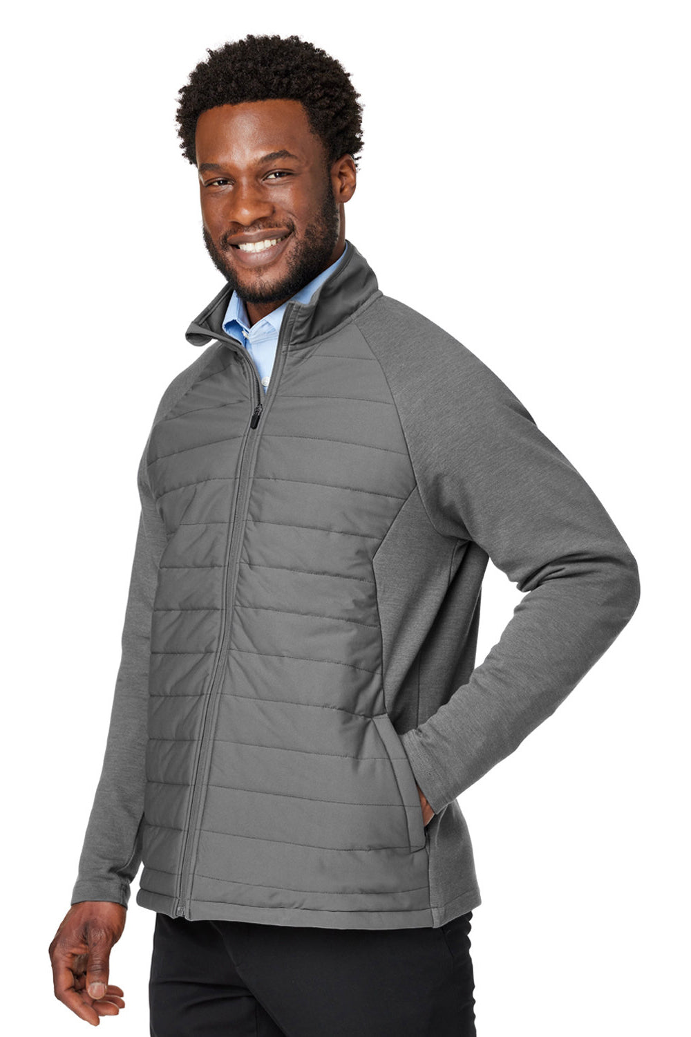 Devon & Jones DG704 Mens New Classics Charleston Hybrid Full Zip Jacket Graphite Grey Melange Model 3q