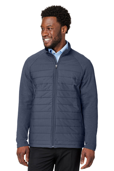 Devon & Jones DG704 Mens New Classics Charleston Hybrid Full Zip Jacket Navy Blue Melange Model Front