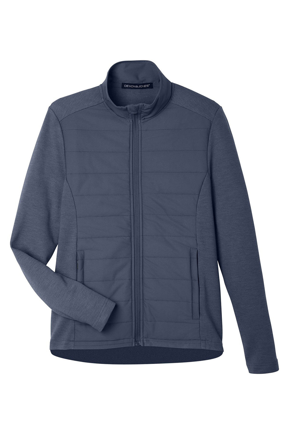 Devon & Jones DG704 Mens New Classics Charleston Hybrid Full Zip Jacket Navy Blue Melange Flat Front