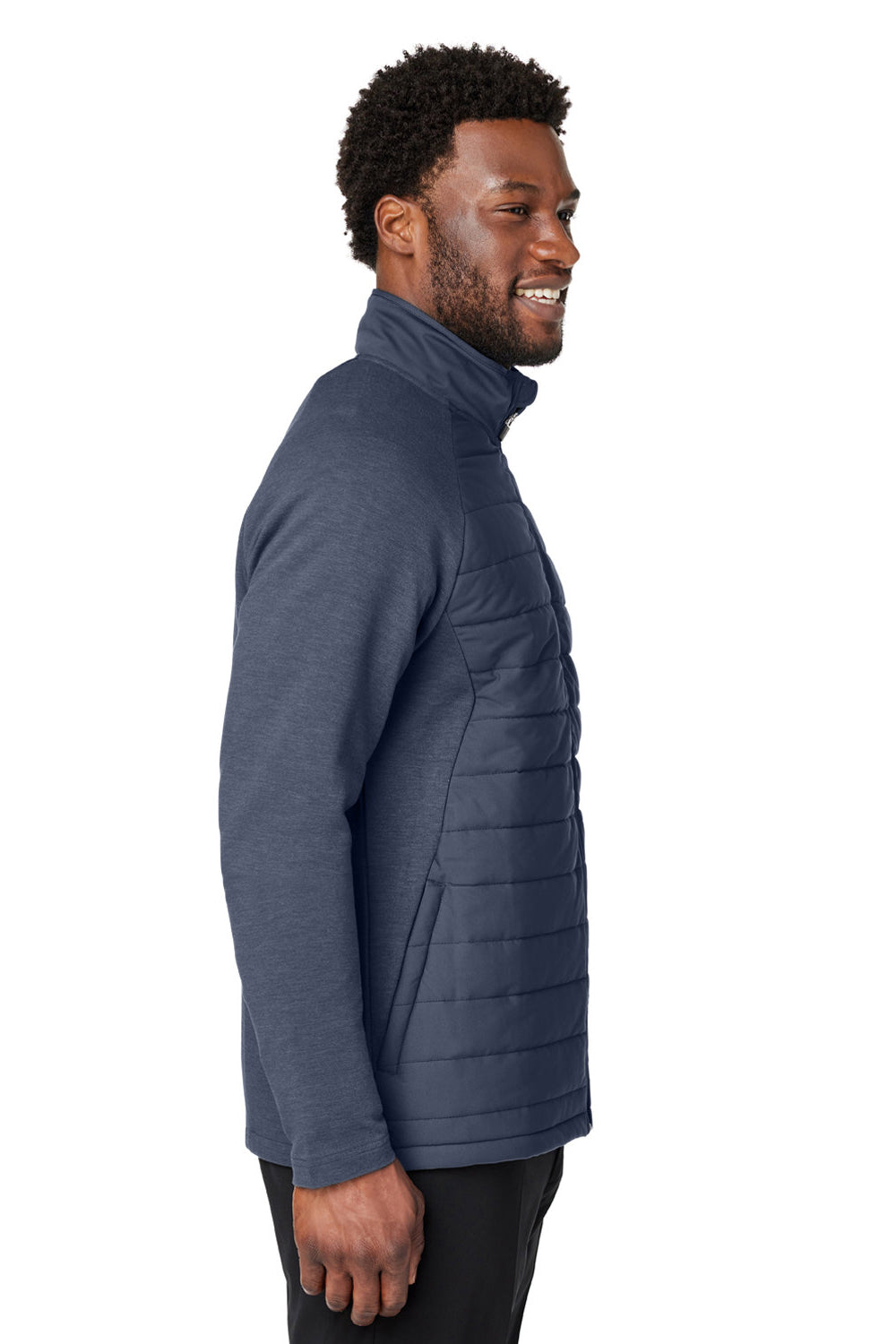 Devon & Jones DG704 Mens New Classics Charleston Hybrid Full Zip Jacket Navy Blue Melange Model Side