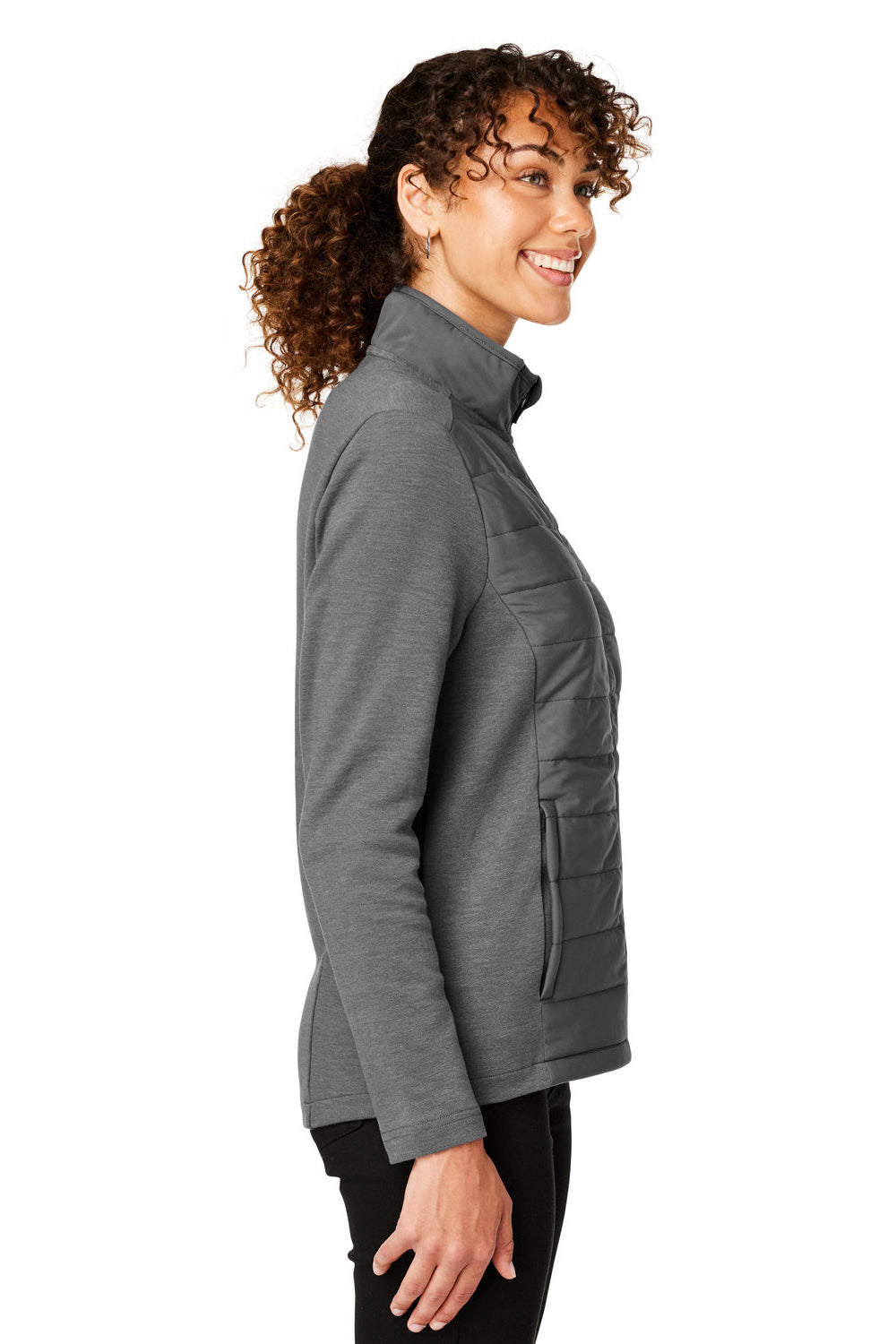 Devon & Jones DG704W Womens New Classics Charleston Hybrid Full Zip Jacket Graphite Grey Melange Model Side