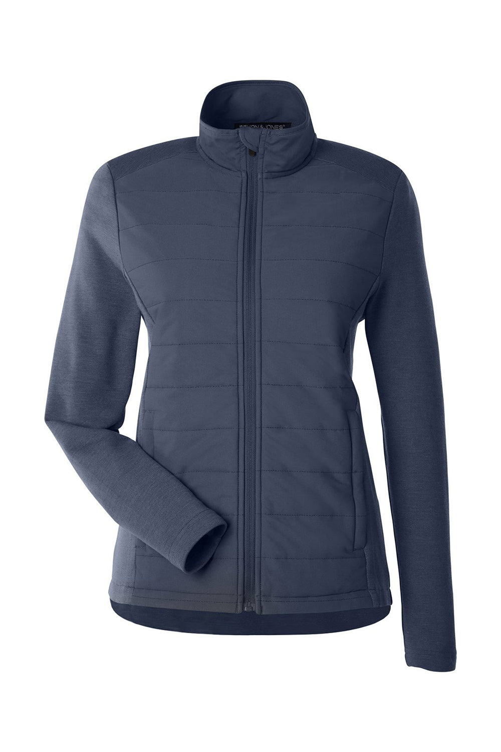 Devon & Jones DG704W Womens New Classics Charleston Hybrid Full Zip Jacket Navy Blue Melange Flat Front