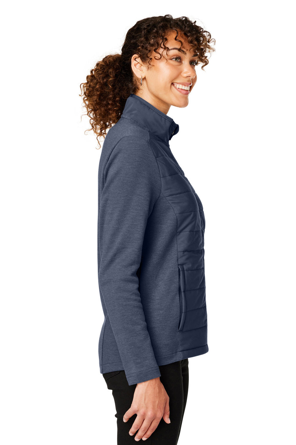 Devon & Jones DG704W Womens New Classics Charleston Hybrid Full Zip Jacket Navy Blue Melange Model Side