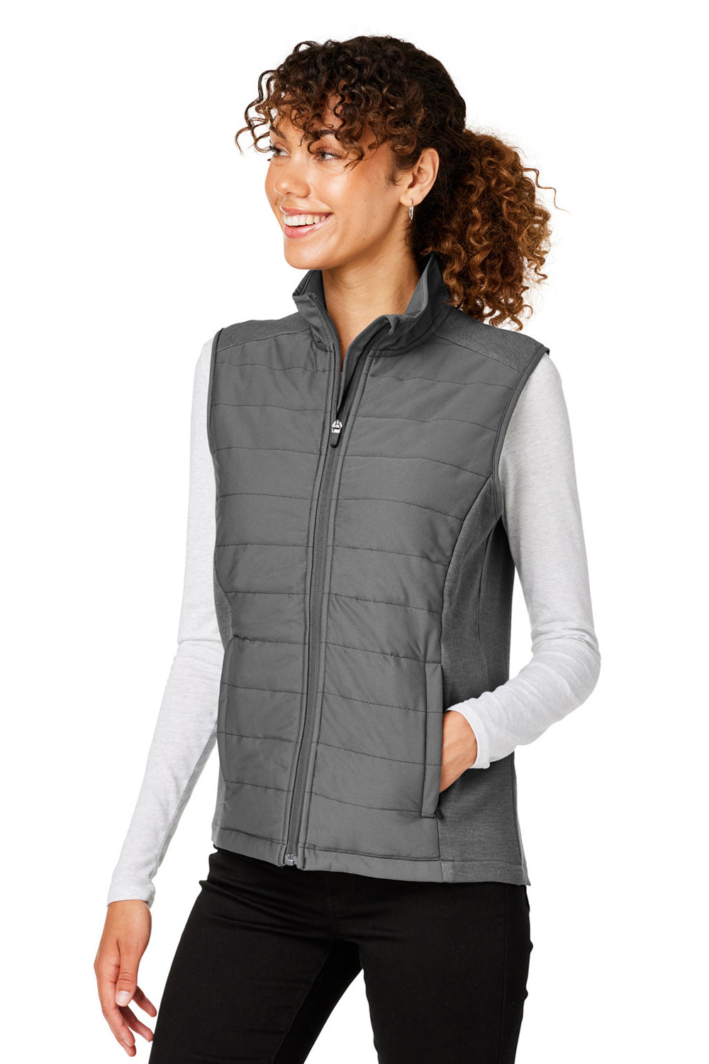 Devon & Jones DG706W Womens New Classics Charleston Hybrid Full Zip Vest Graphite Grey Melange Model 3q