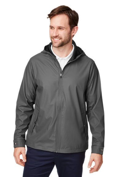 Devon & Jones DG720 Mens New Classics Prescott Water Resistant Full Zip Hooded Rain Jacket Graphite Grey Model Front