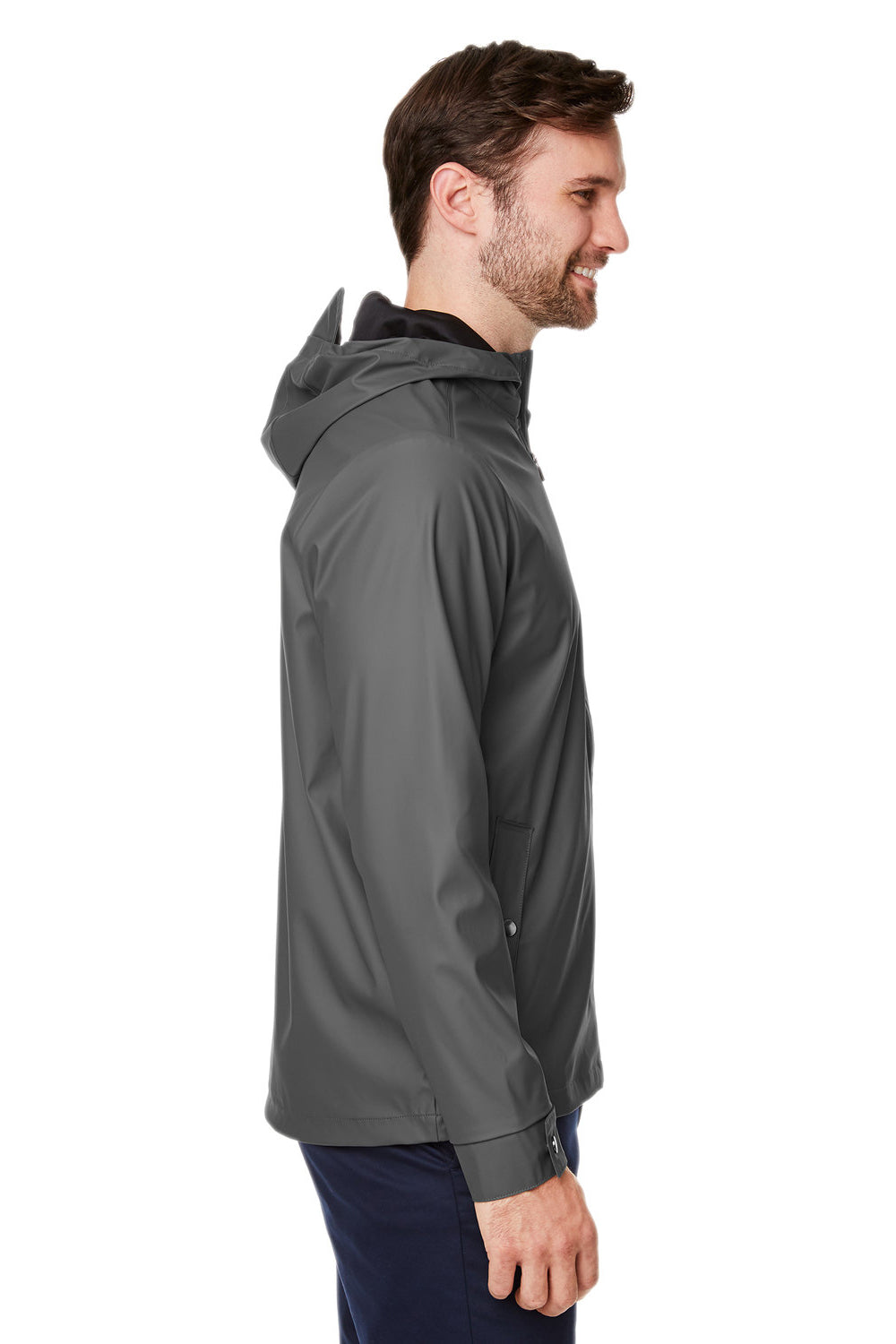 Devon & Jones DG720 Mens New Classics Prescott Water Resistant Full Zip Hooded Rain Jacket Graphite Grey Model Side