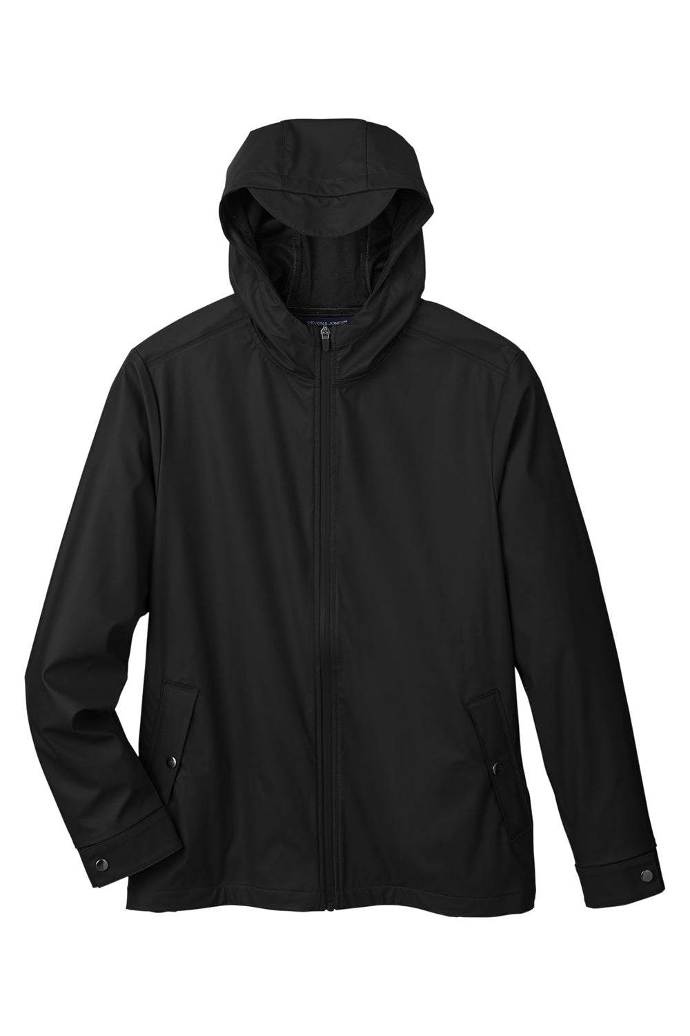 Devon & Jones DG720 Mens New Classics Prescott Water Resistant Full Zip Hooded Rain Jacket Black Flat Front