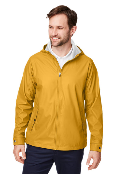 Devon & Jones DG720 Mens New Classics Prescott Water Resistant Full Zip Hooded Rain Jacket Prescott Yellow Model Front