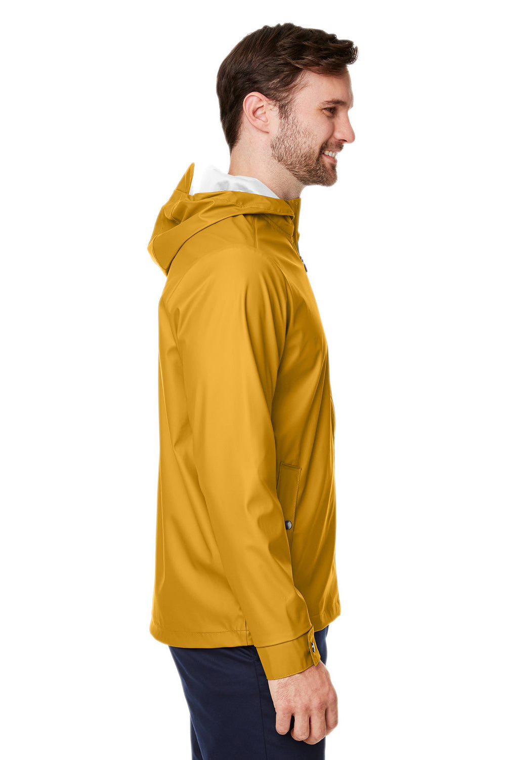 Devon & Jones DG720 Mens New Classics Prescott Water Resistant Full Zip Hooded Rain Jacket Prescott Yellow Model Side