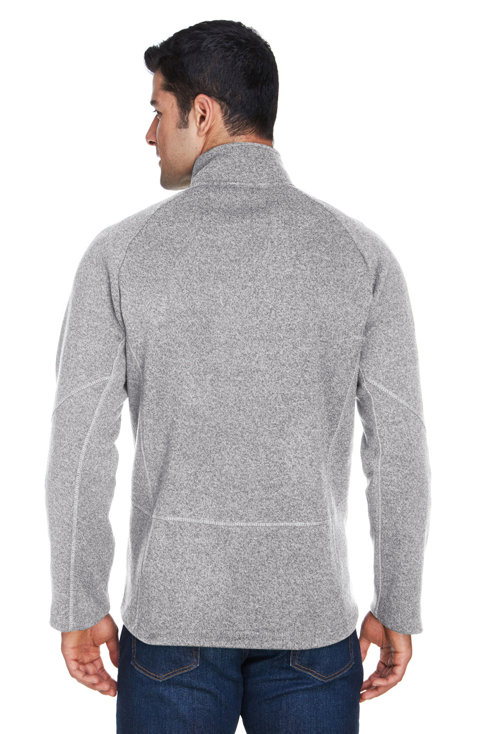 Devon & Jones DG792 Mens Bristol Pill Resistant Sweater Fleece 1/4 Zip Sweatshirt Heather Grey Model Back