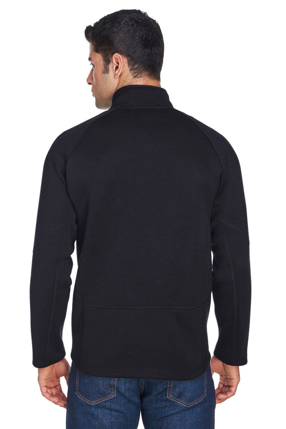 Devon & Jones DG792 Mens Bristol Pill Resistant Sweater Fleece 1/4 Zip Sweatshirt Black Model Back