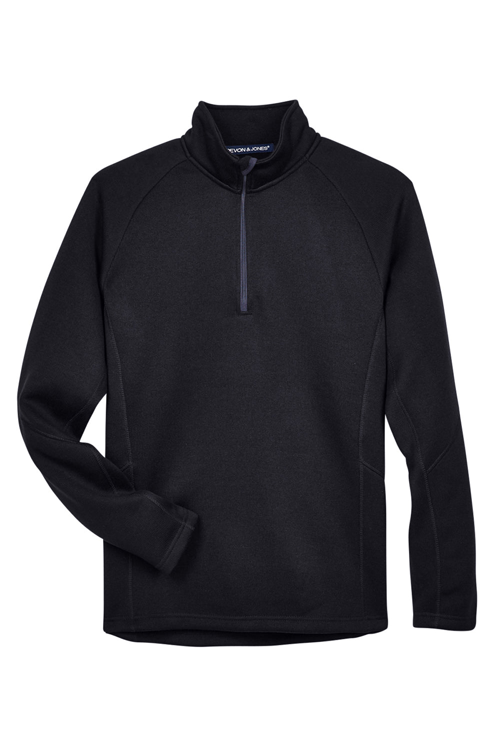 Devon & Jones DG792 Mens Bristol Pill Resistant Sweater Fleece 1/4 Zip Sweatshirt Black Flat Front