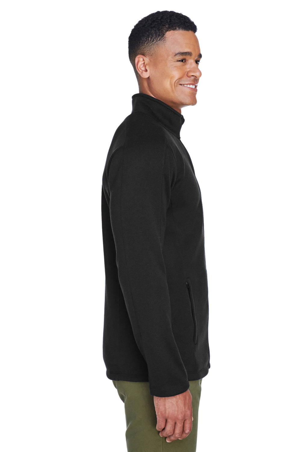 Devon & Jones DG793 Mens Bristol Pill Resistant Sweater Fleece Full Zip Jacket Black Model Side